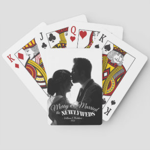 Jeu De Cartes Élégant Moderne Minimaliste Jeune Marié Noir Et Bl
