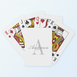 Jeu De Cartes Élégant Monogramme blanc et gris