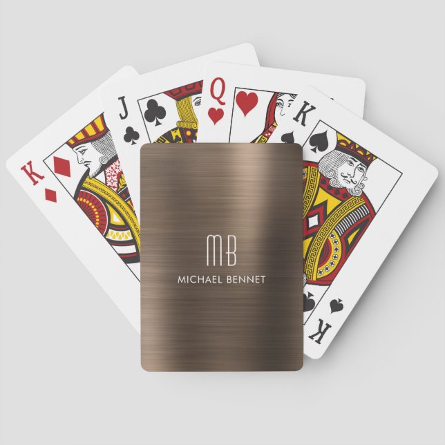Jeu De Cartes Élégant Monogramme Brown (dos)