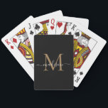 Jeu De Cartes Élégant Monogramme d'or noir élégant Nom de script<br><div class="desc">Élégant Monogramme d'or noir élégant Nom de script Jouer des cartes</div>