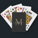 Jeu De Cartes Élégant Monogramme d'or noir élégant Nom de script<br><div class="desc">Élégant Monogramme d'or noir élégant Nom de script Jouer des cartes</div>