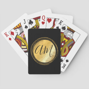 Jeu De Cartes Élégant monogramme métallique minimal or