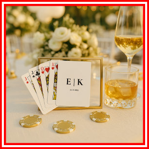 Jeu De Cartes Élégant Monogramme moderne Simple Mariage noir bla