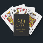 Jeu De Cartes Élégant Monogramme Noir & Or Nom du script<br><div class="desc">Personnalisé Elegant Noir et Or Script Monogramme Nom Jouer Cartes</div>