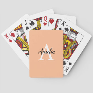 Jeu De Cartes Élégant Monogramme Peach Jouer Cartes
