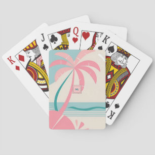 Jeu De Cartes Élégant monogramme turquoise rose tropical minimal