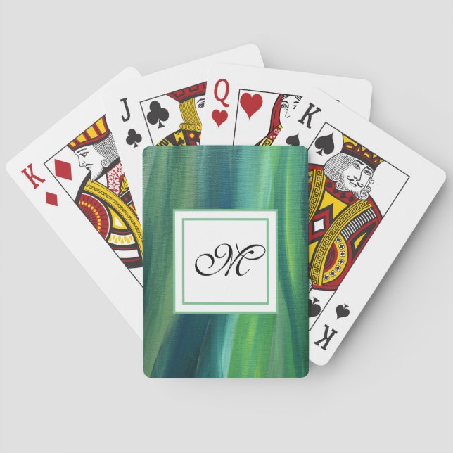 Jeu De Cartes Élégant Monogramme Vert lassique Cartes de Jeu (dos)