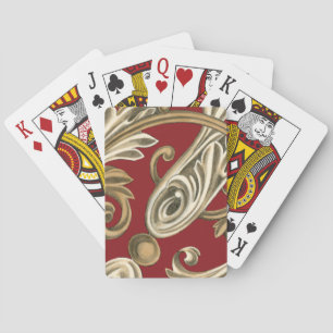 Jeu De Cartes Elégant Motif Botanique avec Foliage Tan