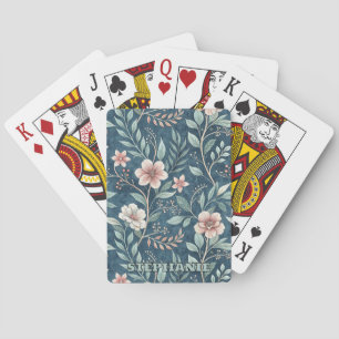 Jeu De Cartes Élégant motif floral avec fleurs rose et crème