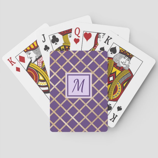 Jeu De Cartes Élégant Motif or Monogramme Personnaliser (dos)