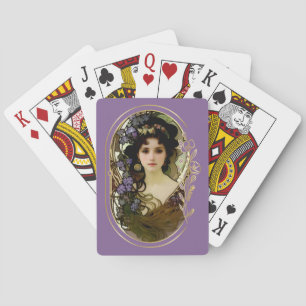 Jeu De Cartes Elégant Mucha Style Portrait d'une belle femme