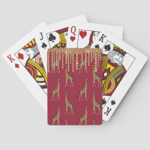 Jeu De Cartes Elégant or Bourgogne Giraffe Bijoux de bille Jolie