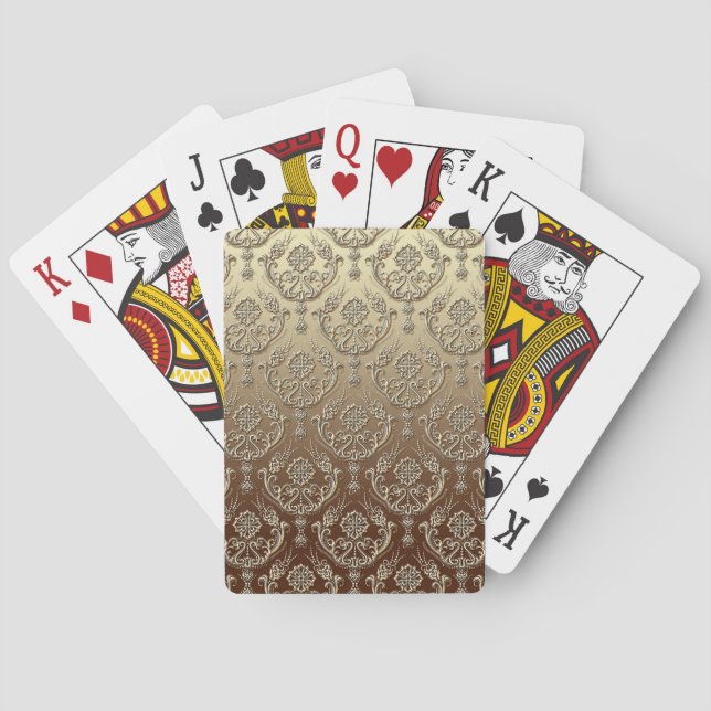 Jeu De Cartes Elégant Ornate Or Embossé Damask (dos)