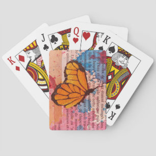 Jeu De Cartes Elégant Papillon Peinture Aquarelle Livre Vintage