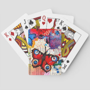 Jeu De Cartes Elégant Papillon Peinture Aquarelle Livre Vintage