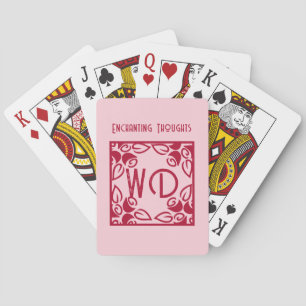 Jeu De Cartes Elégant Pastel Rose Rouge Floral Motif