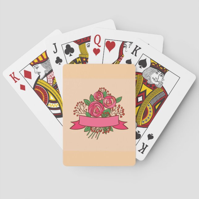 Jeu De Cartes Elegant Pink Rose Floral Bouquet (dos)