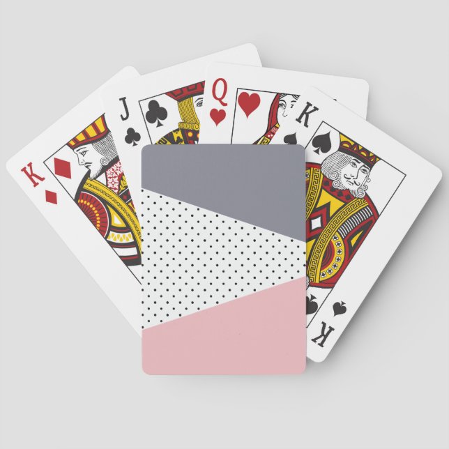 Jeu De Cartes Élégant pois géométriques rose pastel (dos)