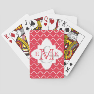Jeu De Cartes Elegant Quatrefoil monogram - Red White