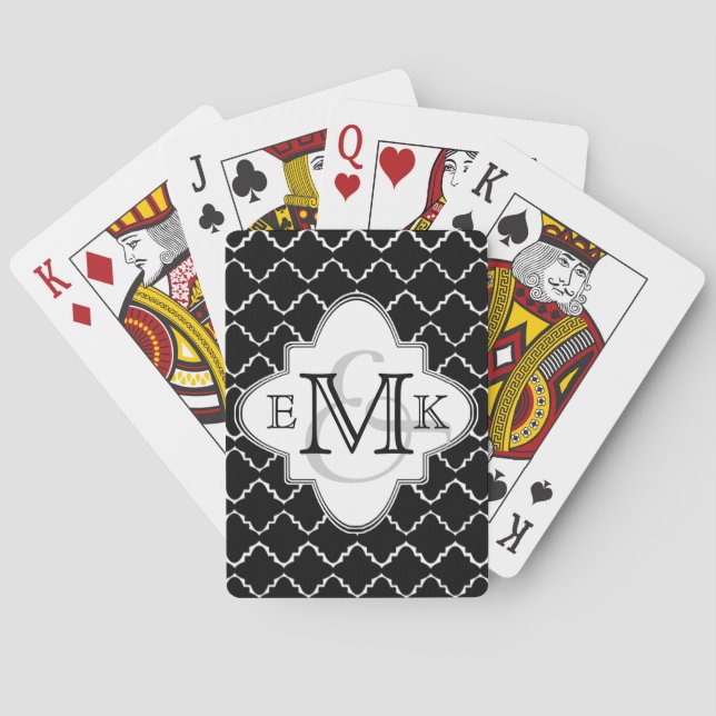 Jeu De Cartes Elegant Quatrefoil Pattern - Black White (dos)