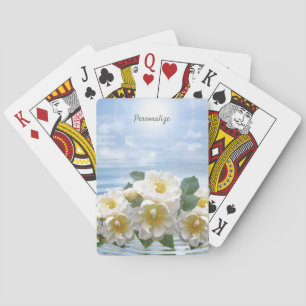 Jeu De Cartes Elégant & Romantique Blanc floral Bouquet Mer de f