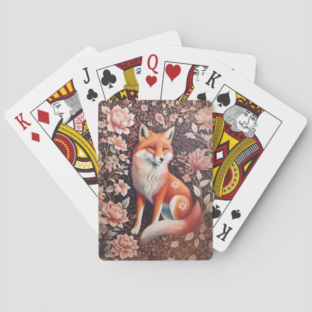 Jeu De Cartes Elégant rose Floral Fox William Morris Inspiré (dos)