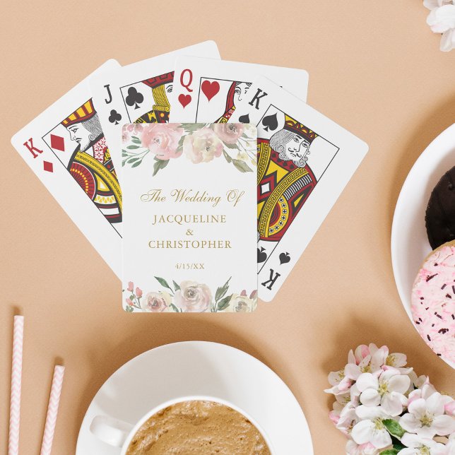 Jeu De Cartes Elégant rose or Mariage floral personnalisé (Créateur téléchargé)