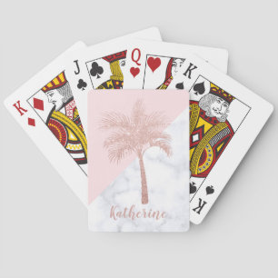 Jeu De Cartes Elégant rose  or parties scintillant palme blanc m