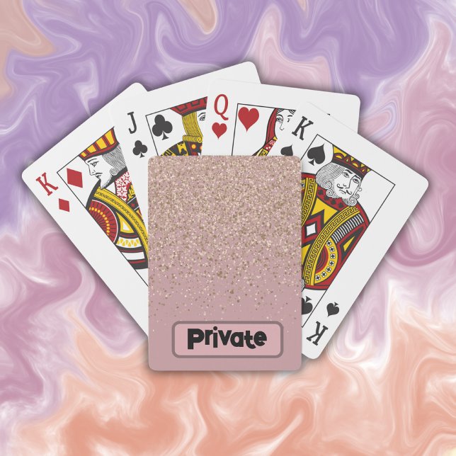 Jeu De Cartes Élégant Rose Parties scintillant Monogramme | (Créateur téléchargé)