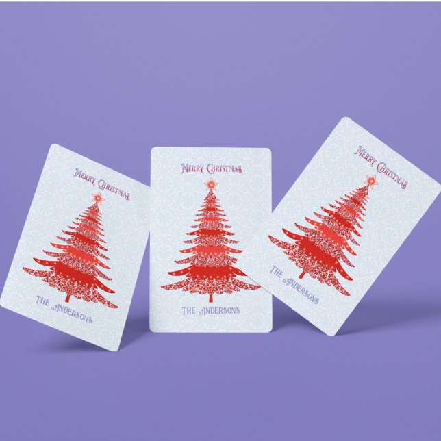 Jeu De Cartes Elégant sapin de Noël Personnalisé bleu rouge (Créateur téléchargé)
