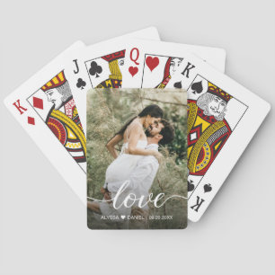 Jeu De Cartes Élégant script Amour Photo personnalisée Mariage 
