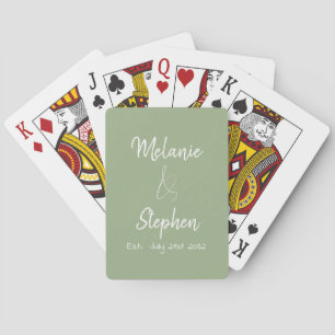 Jeu De Cartes Élégant Script Couple Noms Date Typographie Sage