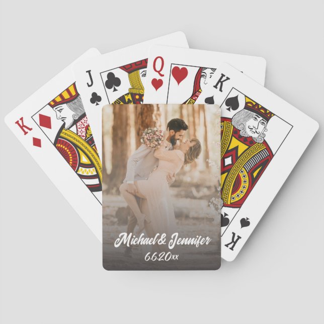 Jeu De Cartes élégant script mariage photo (dos)