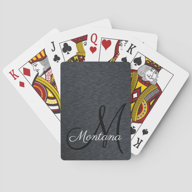 Jeu De Cartes Élégant script monographique personnalisé Jeu noir (dos)