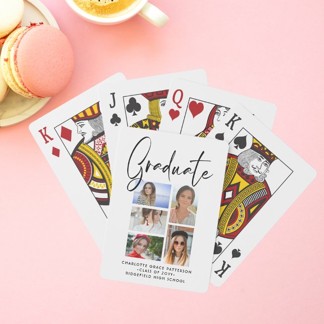 Jeu De Cartes Élégant Script Multi Photo Graduate (Créateur téléchargé)