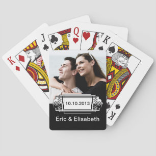 Jeu De Cartes Élégant souvenir Mariage noir et blanc