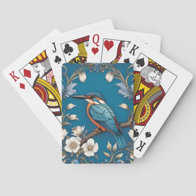 Jeu De Cartes Élégant turquoise Kingfisher Bird Floral (dos)