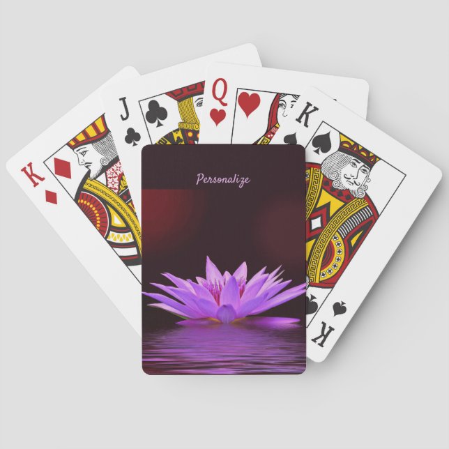 Jeu De Cartes Élégant violet Lilac Lotus Fleur Zen Personnalisé (dos)