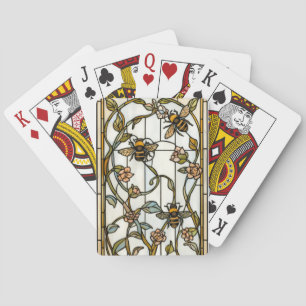 Jeu De Cartes Élégant vitrail art nouveau botanique abeille
