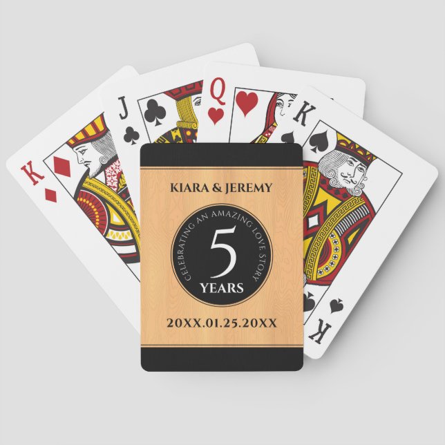 Jeu De Cartes Élégante 5ème anniversaire de Mariage de bois (dos)