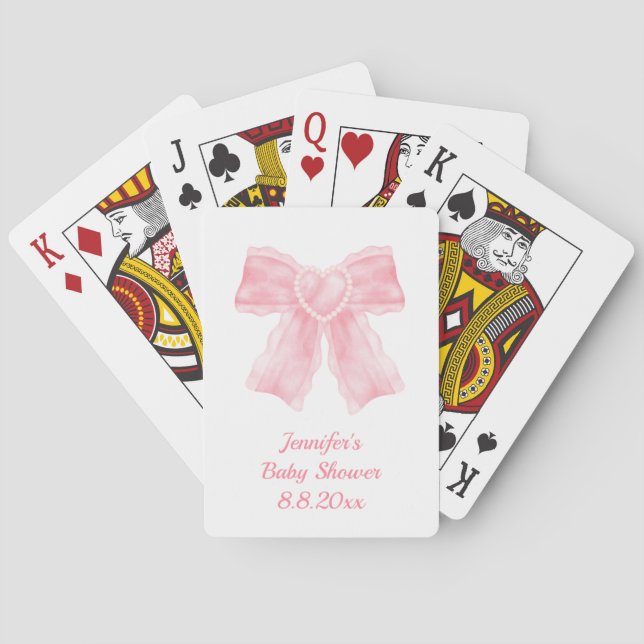 Jeu De Cartes élégante aquarelle rose arc fille baby shower (dos)