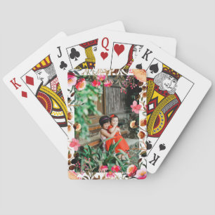 Jeu De Cartes Elégante aquarelle rose florale verdure Photo
