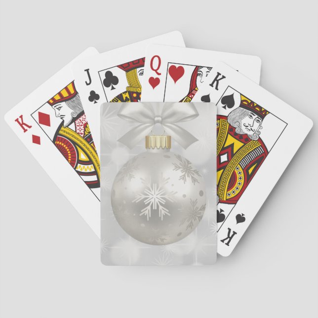 Jeu De Cartes Élégante boule de Noël en argent sur les lumières  (dos)