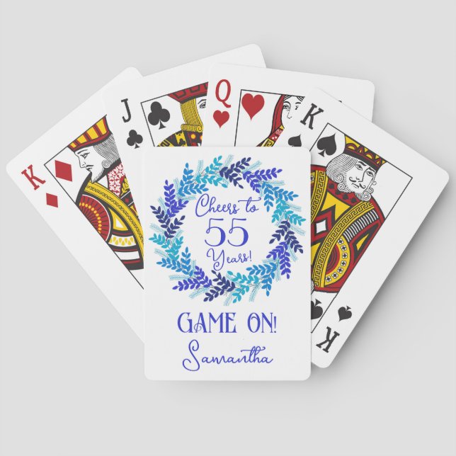 Jeu De Cartes Elégante Coupe Bleue à 55 ans fête d'anniversaire (dos)