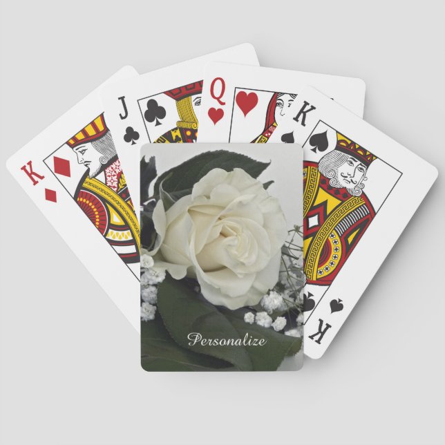 Jeu De Cartes Elégante et romantique Rose blanche Personnaliser (dos)