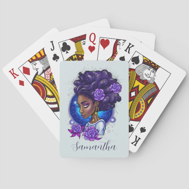 Jeu De Cartes Élégante femme Afro Rose violette (dos)