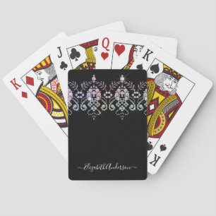 Jeu De Cartes Élégante Fille Diamond Étincelle Nom du monogramme