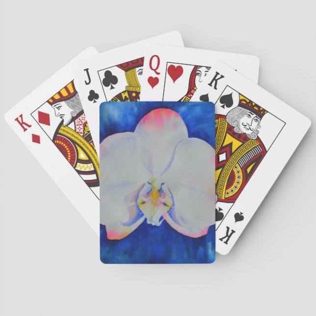 Jeu De Cartes Elégante fleur florale d'orchidée rose-bleu (dos)