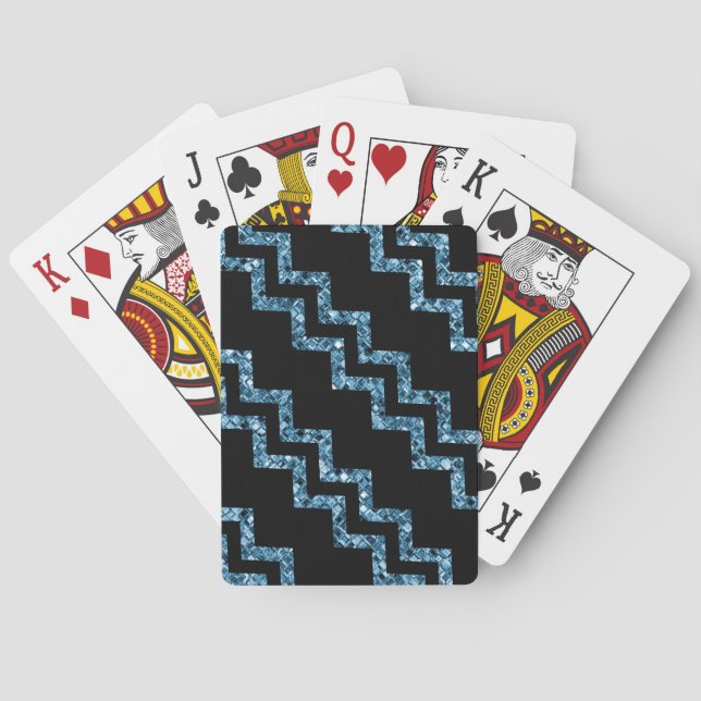Jeu De Cartes Élégante Parties scintillant Bleue Chevron Stripe  (dos)