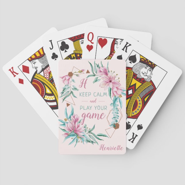 Jeu De Cartes Élégante typographie florale girly citation monogr (dos)